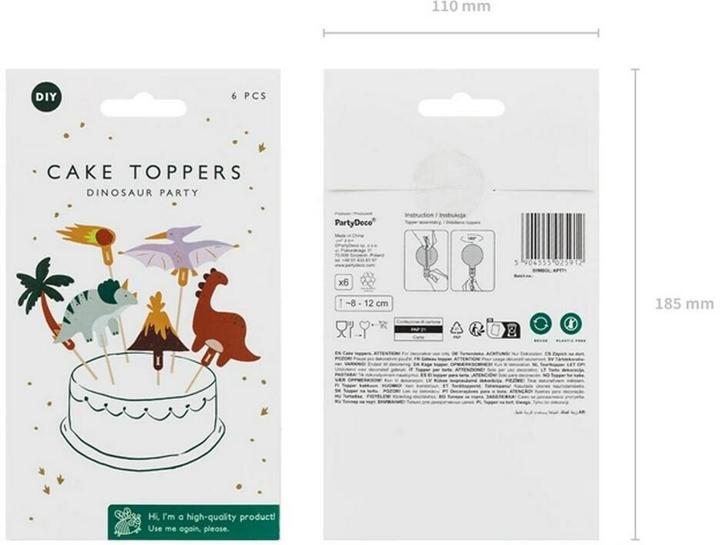 Produktbild Partydeco Kuchen-Topper Dinosaurier (6 Stück)
