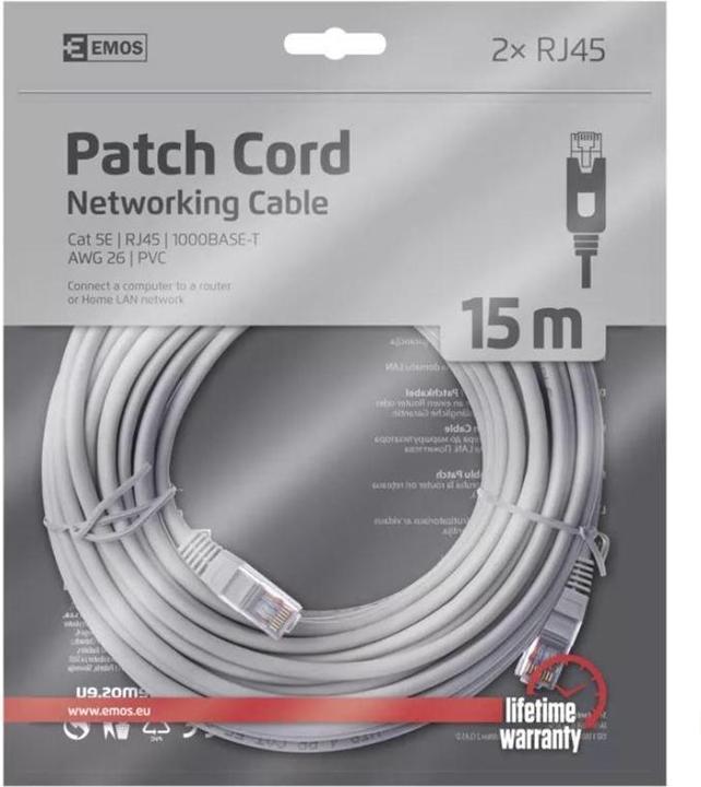 Image du produit Emos Câble PATCH UTP 5E, 15m (UTP, CAT5e, 15 m)