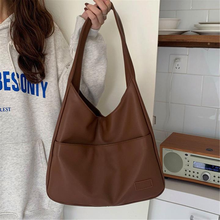 Actual product image Only-Bags.Store Vintage leather student class shoulder bag, commuter tote bag, large capacity shoulder bag