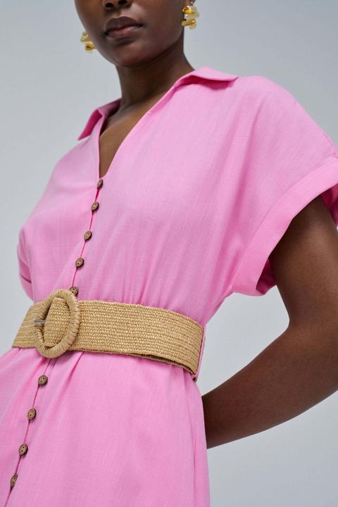 Actual product image Salsa Jeans Midikleid Linen Shirt Dress With Front Buttoned Belt (XS)