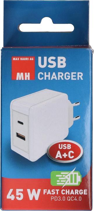 Produktbild Max Hauri Schnellladeadapter 1x USB-C PD 1x USB-A 45W (45 W, 2 Ports)