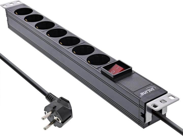 Actual product image InLine 19" socket strip (7 x, CEE 7/3, 2 m)