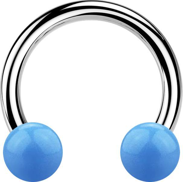 Actual product image Star Piercing Micro Circular Barbell silver with two balls light blue (Plastic, without brass, Surgical steel 316L)