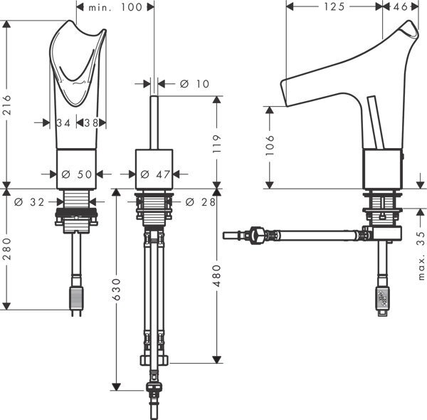 Actual product image Axor Starck V 2-hole basin mixer 110 with waste set