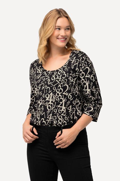 Actual product image Ulla Popken Number Print 3/4 Sleeve Tee (50, 52)