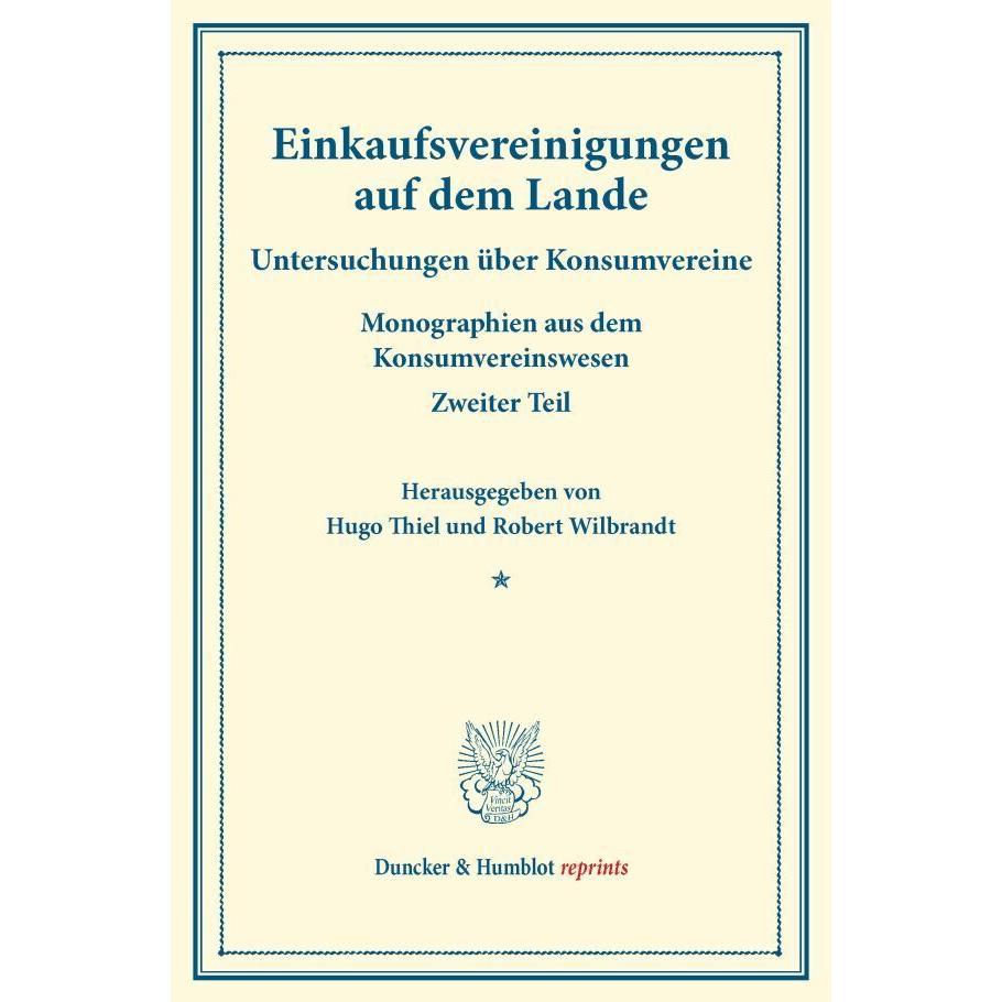Einkaufsvereinigungen auf dem Lande., Fachbücher von Robert Wilbrandt, Hugo Thiel