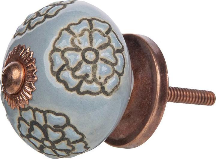 Image du produit Tranquillo Poignée de meuble faite main, Ø 4 cm, bleu/cuivre