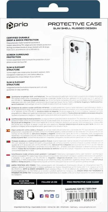 Image du produit prio Housse de protection pour Samsung Galaxy S20 clair (Samsung Galaxy S20, Samsung Galaxy S20 5G)