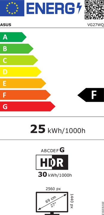Energy Label ASUS TUF Gaming VG27WQ (2560 x 1440 pixels, 27")