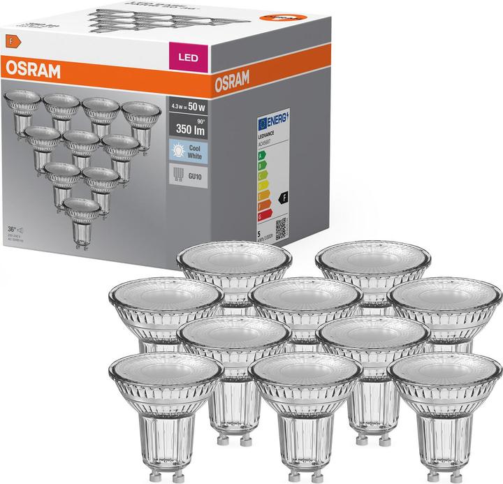 Productafbeelding Osram Basis PAR16 (GU10, 4.30 W, 350 lm, 10 x, F)