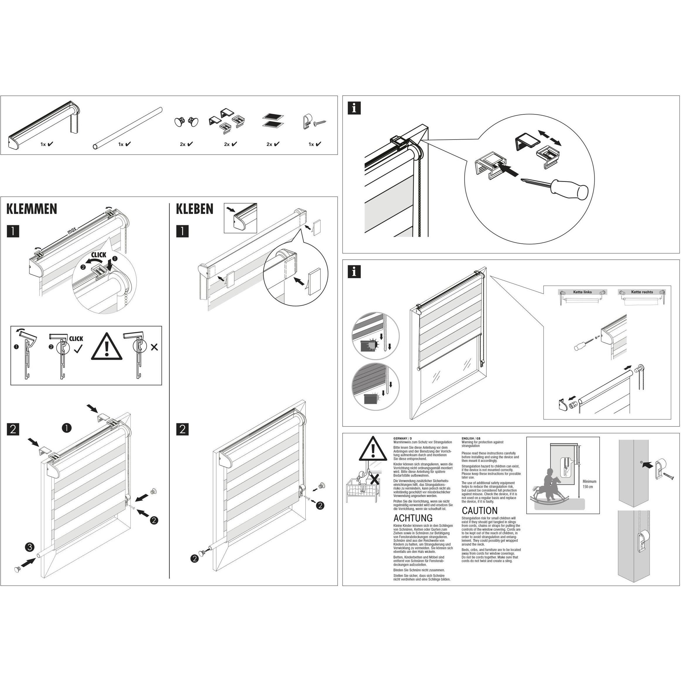 Thumbnail - Gardinia, Rollo, Easyfix Doppelrollo Triangle (45 x 150 cm)