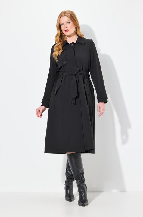 Produktbild Ulla Popken Trenchcoat, A-Linie, Hemdkragen, Gürtel, Satinfutter (58)