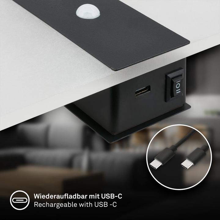 Produktbild Briloner AURA LED Akku Wandleuchte mit Sensor - Schwarz (100 lm)
