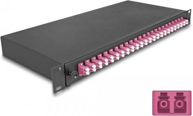 Actual product image Delock 19? Fibre optic splice box 24 x LC duplex OM4 1U completely equipped ready to splice