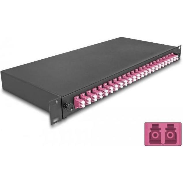 Delock 19? LWL Spleissbox 24 x LC Duplex OM4 1HE spleissfertig komplett bestückt (0.48 m), Netzwerkkabel
