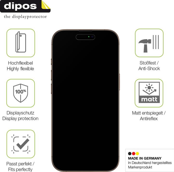 Produktbild Dipos Full Cover Schutzfolie Matt (1 Stk., Apple iPhone 16 Pro Max)