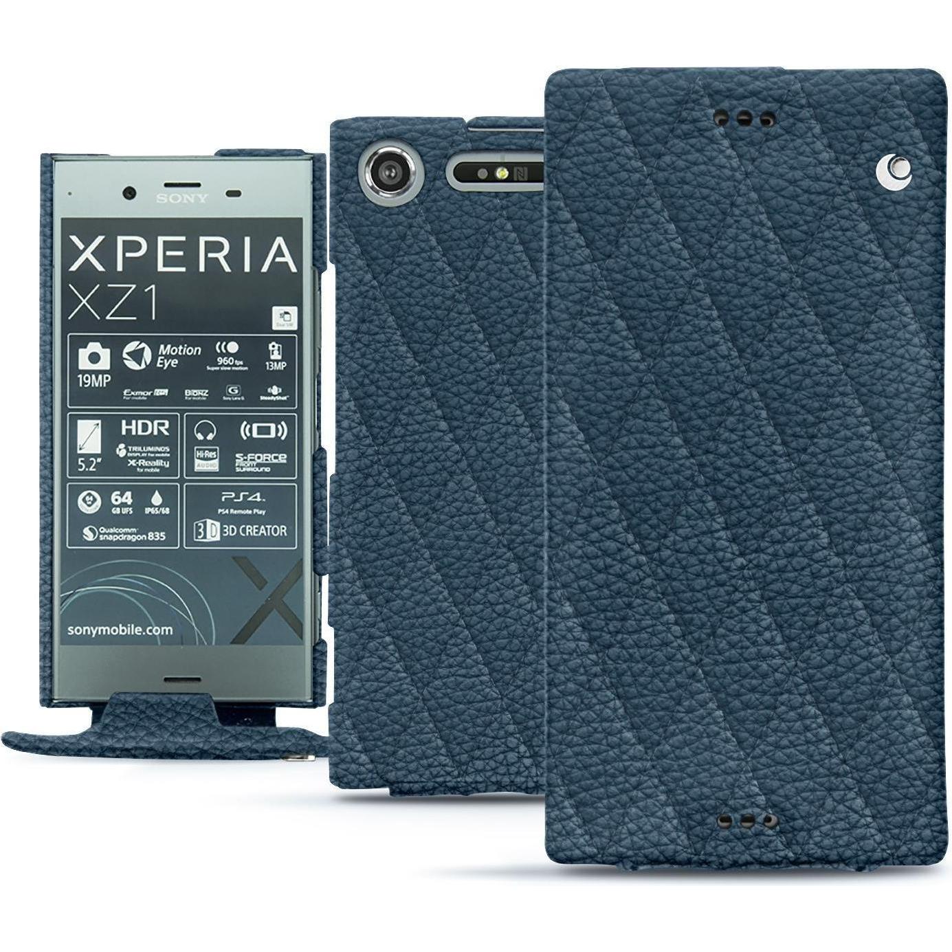 Thumbnail - Noreve Lederschutzhülle vertikal (Sony Xperia XZ1), Smartphone Hülle, Blau