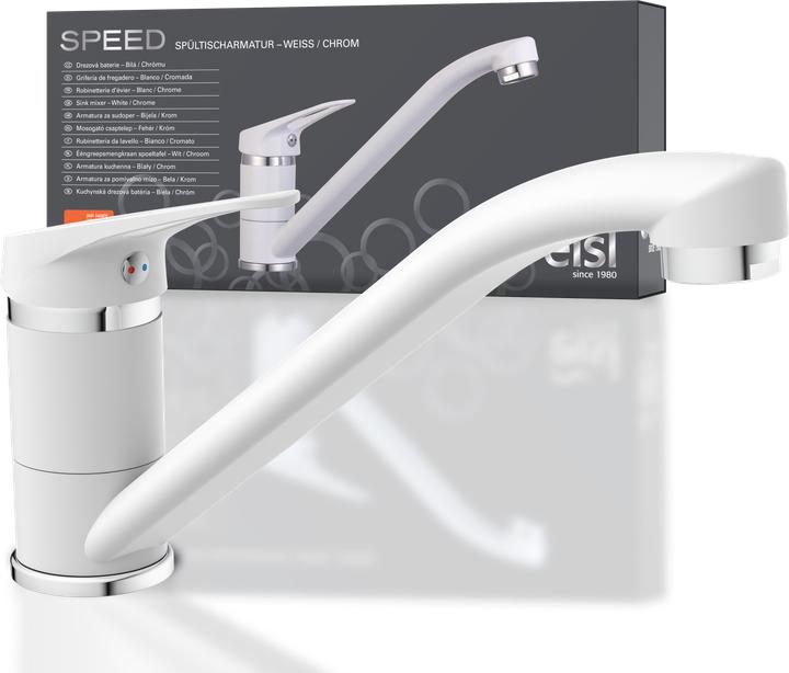 Produktbild Eisl Wasserhahn Küche SPEED Spültischarmatur Weiss Chrom Schwenkbar NI182SCR-W