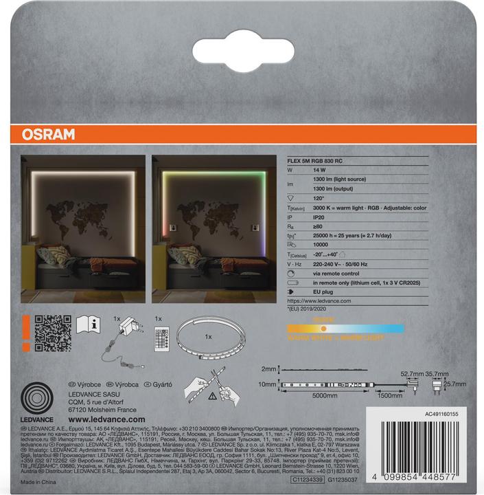 Actual product image Osram Flex 5M RGB Remote Control (Blue, Green, Red, Warm white, 500 cm, Indoor)