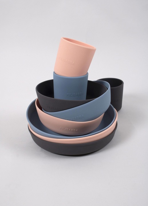 Actual product image Filibabba Silicone cup 2-pack - Stone grey