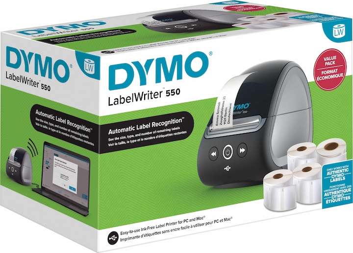 Immagine prodotto Dymo LabelWriter 550 Value con 4 rotoli LW (90000 dpi)