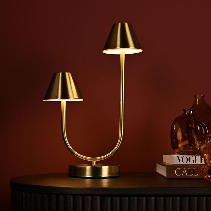Actual product image Hestia Bronze USB Touch Double Light Table Lamp