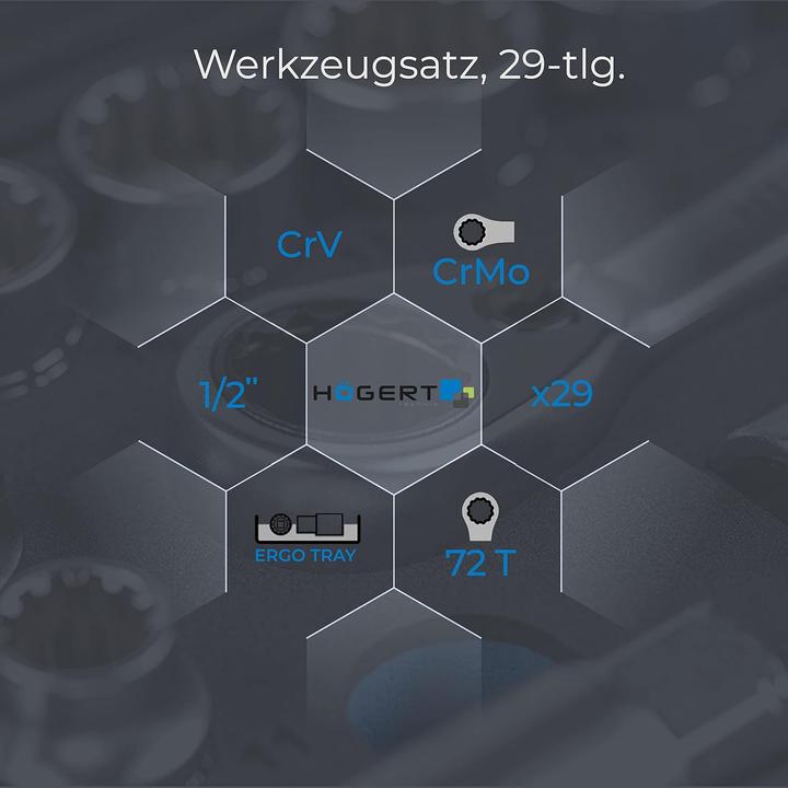 Image du produit Högert Jeu d'outils, 29 pcs. (32 mm, 19 mm, 12 mm, 24 mm, 14 mm, 22 mm, 16 mm, 21 mm, 18 mm, 27 mm, 17 mm, 11 mm, 15 mm, 3/8", 30 mm, 1/2", 13 mm, 36 mm)