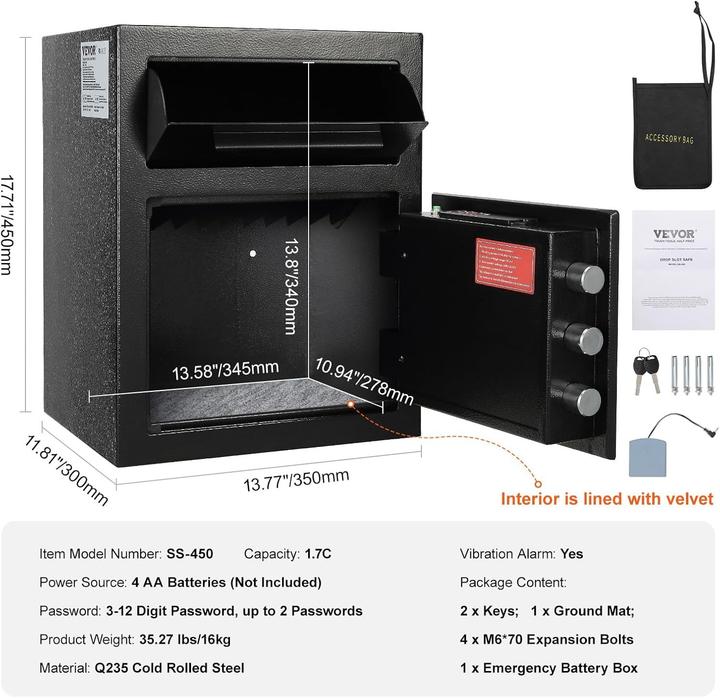 Actual product image Vevor Depository Safe (1.70 l)
