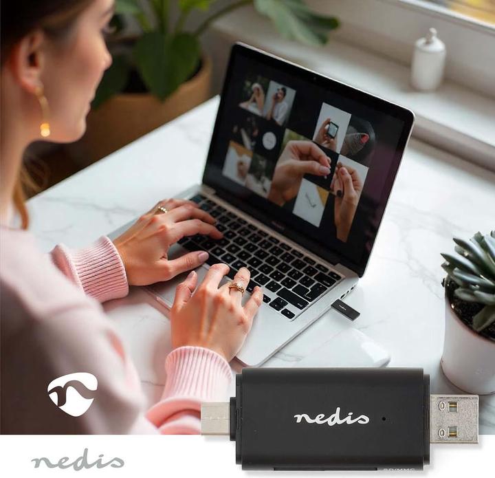 Produktbild Nedis Kartenleser | microSD (TF) / microSDHC (TF) / microSDXC (TF) / SD / SDHC / SDXC | USB 3.2 Gen1 (USB-C 3.2 Gen 1)