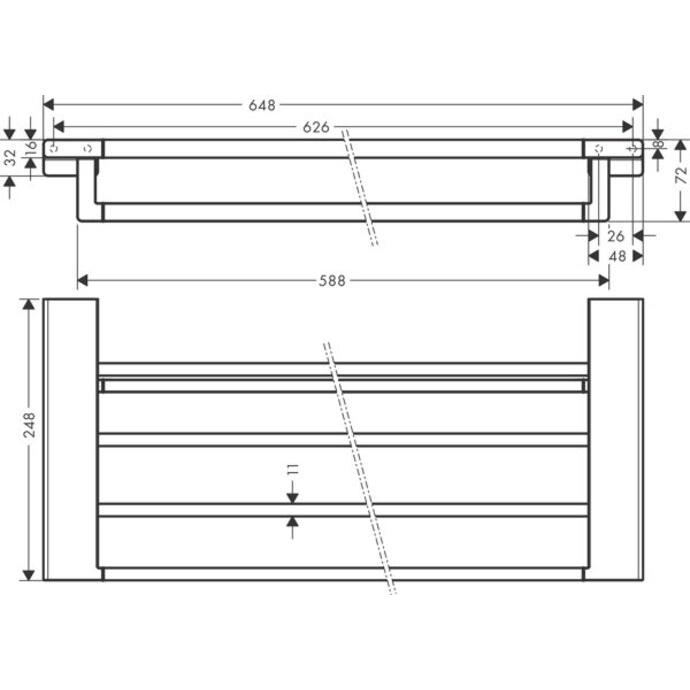 Thumbnail - hansgrohe, Handtuchhalter + Handtuchhaken, AddStoris Handtuchablage, mit Handtuchhalter, 648mm chrom