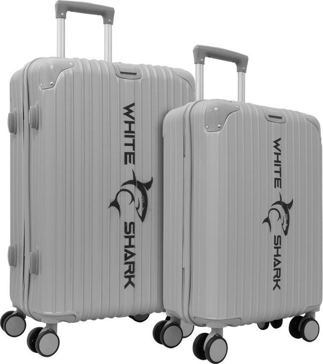 White Shark Shark GUARDIAN - BUNDLE 20" + 24", 2in 1 Trolley Cases, Silver