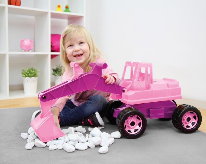 Produktbild Lena 02137 - Starke Riesen, Bagger, Sitz-Bagger, Sandspielzeug, Outdoor, 70 cm, rosa