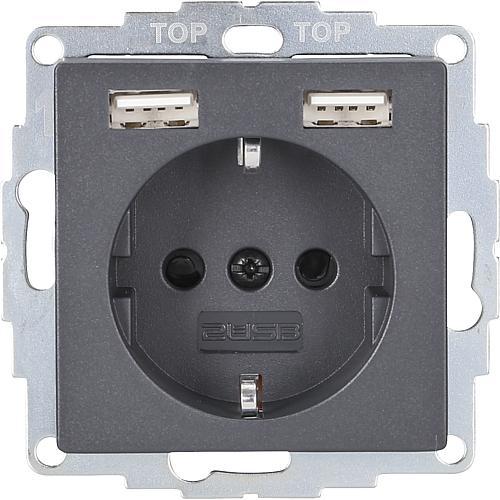 2USB 2U-449351 Flush-mounted socket outlet VDE, with USB, increased contact protection IP20 Anthracite