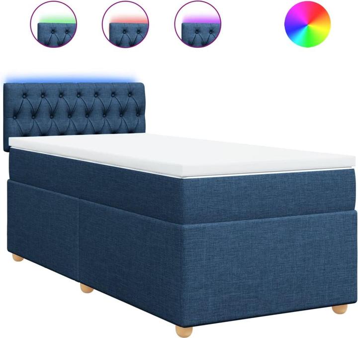 Produktbild VidaXL Boxspringbett Einzelbett Polsterbett Bett Matratze Blau 80x200cm Stoff (80 x 200 cm)
