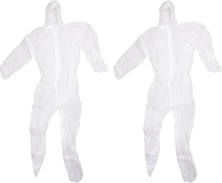 Casativo Set of 2 protective coveralls made of polypropylene fabric, disposable coverall with zip fastener (One size, 2x)