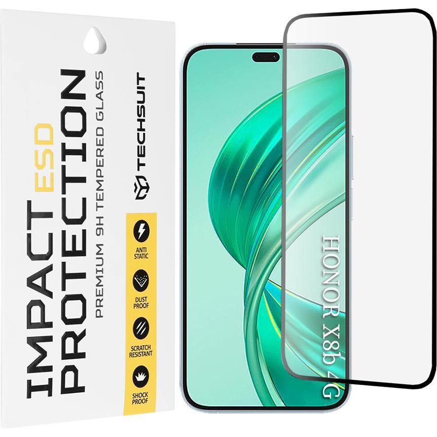 Techsuit - ESD Glass - Honor X8b / X8c / 400 Lite - Black (Honor X8b, Honor X8c), Pellicola protettiva smartphone, Nero