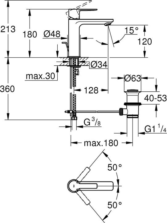 Actual product image Grohe Linear Single Hand Basin Mixer S-Size