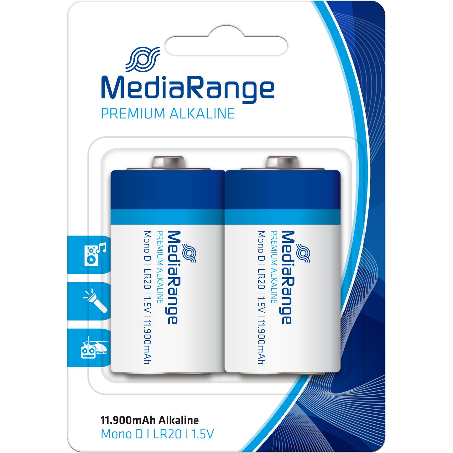 MediaRange Premium Alkaline (2 Stk., D, 11900 mAh), Batterien + Akkus