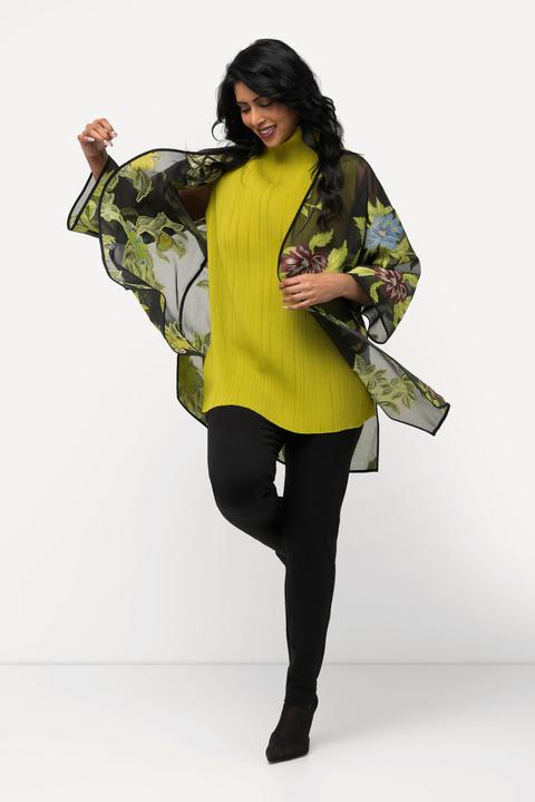 Produktbild Ulla Popken Chiffonjacke, florales Design, V-Ausschnitt, 3/4-Arm (56)