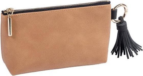 Actual product image Artebene MAJOIE cosmetic bag small soft camel - Vegan leather bag with snap hook