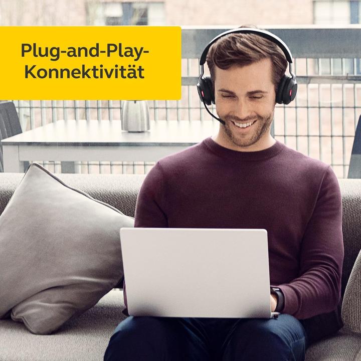 Produktbild Jabra Headset Evolve2 65 Duo UC Schwarz, USB-A, Ladestation (Kabellos, USB-A)