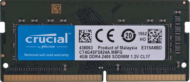 Immagine prodotto Crucial Laptop Memory (1 x 4GB, 2400 MHz, DDR4-RAM, SO-DIMM)