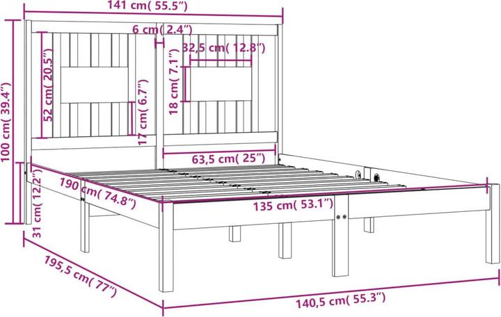 Image du produit vidaXL Bettgestell (135 x 190 cm)