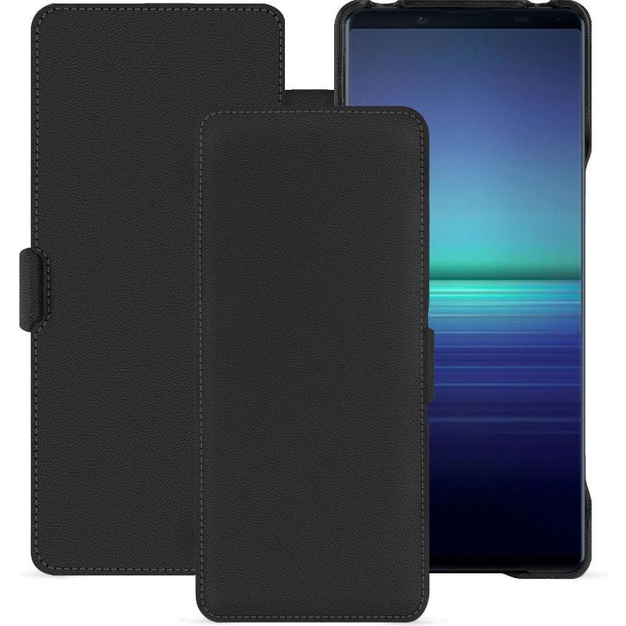Noreve Lederschutzhülle horizontal (Sony Xperia 1 V), Smartphone Hülle, Schwarz