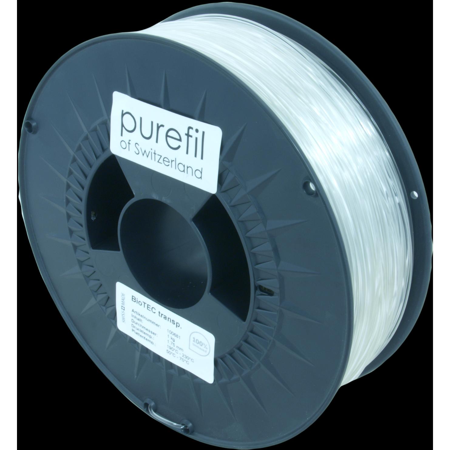 Purefil Filament (bioTEC, 1.75 mm, 1000 g, Transparent), 3D Filament, Transparent