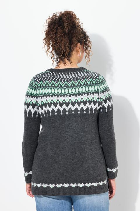 Immagine prodotto Ulla Popken Norweger-Pullover, Rundhals, Langarm, weicher Strick (42, 44)