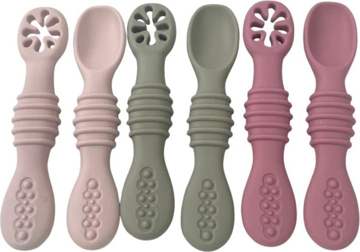 Misiu Silikon Babylöffel Set – 6 Stück weiche Lernlöffel, Lavendel