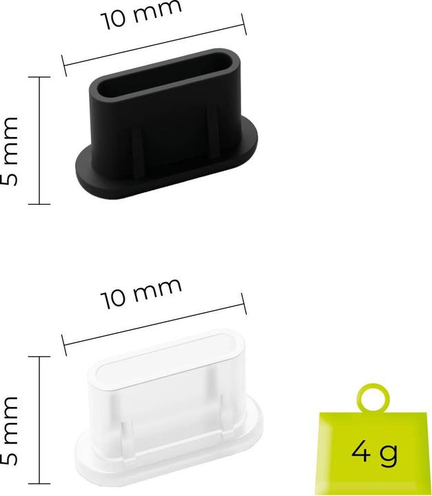 Immagine prodotto Mobile Origin USB-C Dust Plug & Cleaning Brush CL1 Black/Clear for iPhone/Android