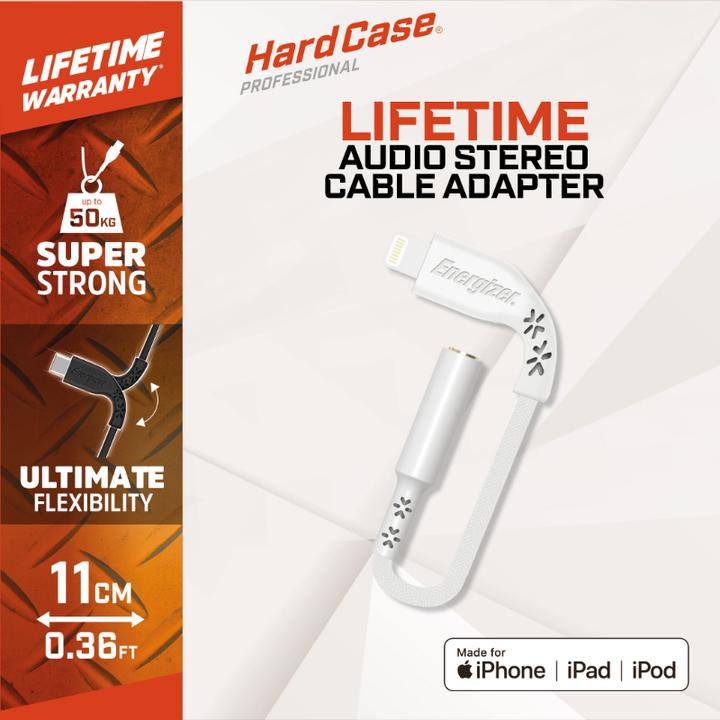 Actual product image Energizer Lifetime Audio Stereo Cable Adapter (0.11m) white