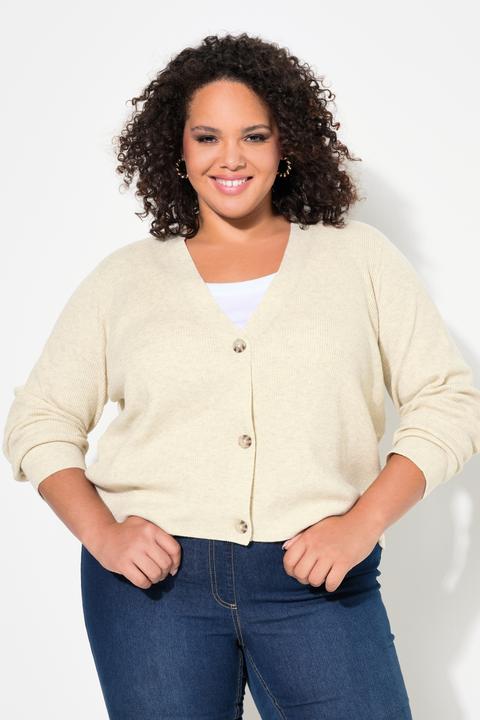 Actual product image Ulla Popken V-Neck Long Sleeve Cardigan (58)